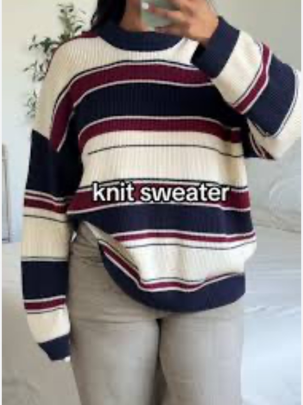 Tik Tok Shop sweaters, Striped Knit Sweater - Navy, Cream & Burgundy, Green, Tan